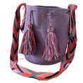 Load image into Gallery viewer, Wayuu Medium Bags – Plain Base with Colourful Strap Accent-Pacha Ancestral Design