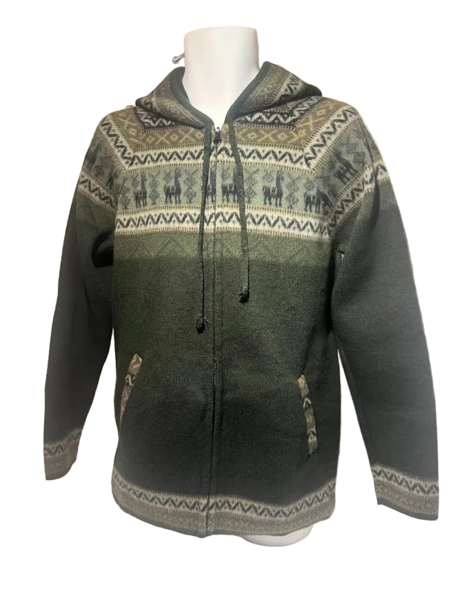 Zipper Alpaca Jackets with Andes Design