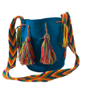 Wayuu Medium Bags – Plain Base with Colourful Strap Accent-Pacha Ancestral Design