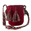 Wayuu Medium Bags – Plain Base with Colourful Strap Accent-Pacha Ancestral Design