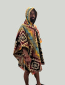 Poncho Unisex One-Size Yellow & Red-Pacha Ancestral Design