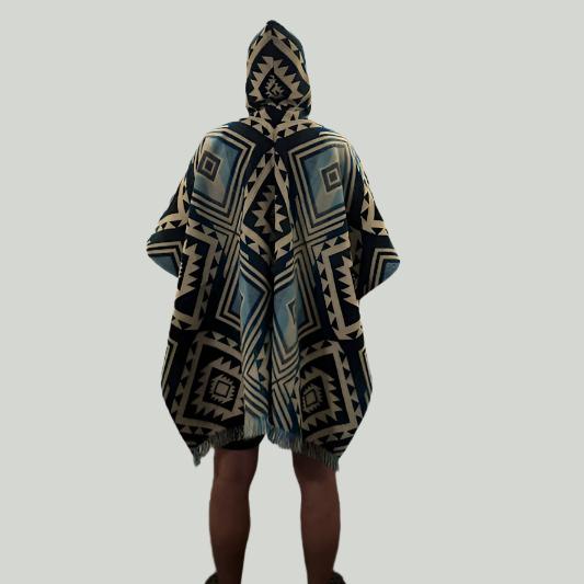 Poncho Unisex One-Size Blue & Light Blue-Pacha Ancestral Design