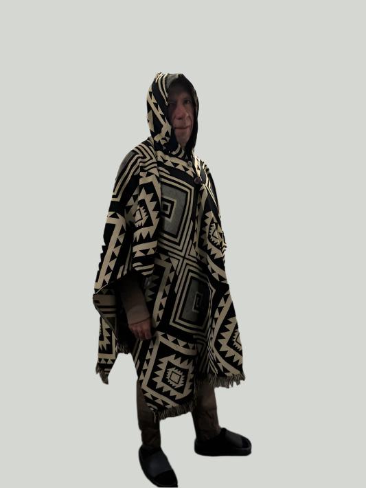 Poncho Unisex One-Size Black-Pacha Ancestral Design