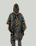Load image into Gallery viewer, Poncho Unisex One-Size Brown & Light Blue-Pacha Ancestral Design
