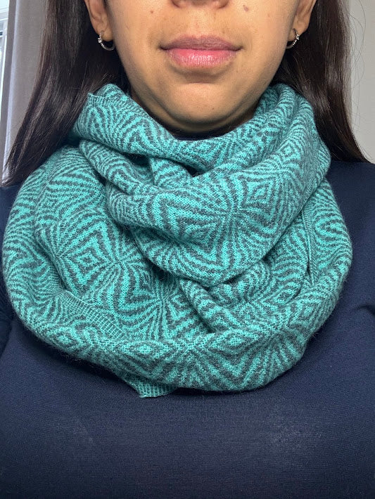 Alpaca Infinity Scarf Cyan-Pacha Ancestral Design