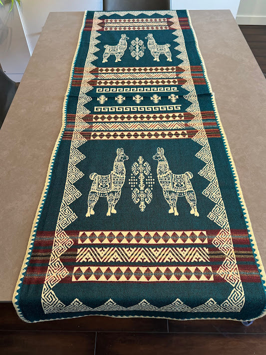 Handmade Table Runner – LLama Design – Ethical Loom Weaving